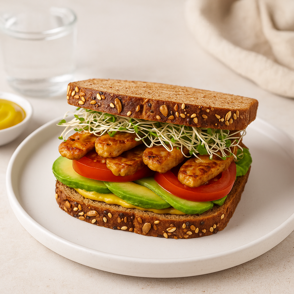 Quick High Protein Vegan Sandwich With Tempeh