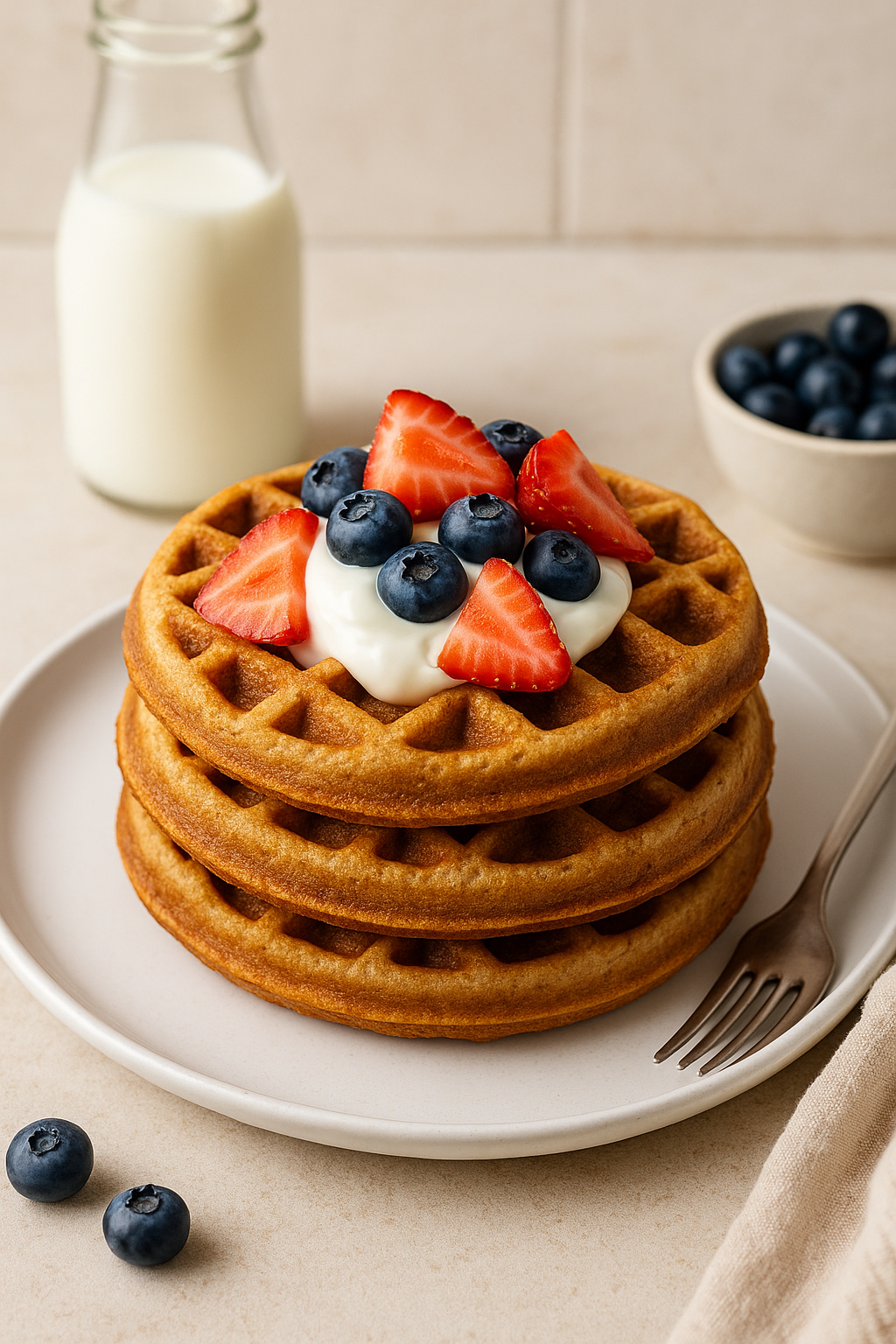 Easy High Protein Waffles with Greek Yogurt and Oats