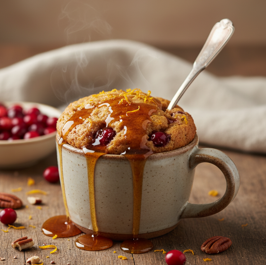 Easy Cranberry Orange Maple Mug Cake : 90-Second Protein Fix