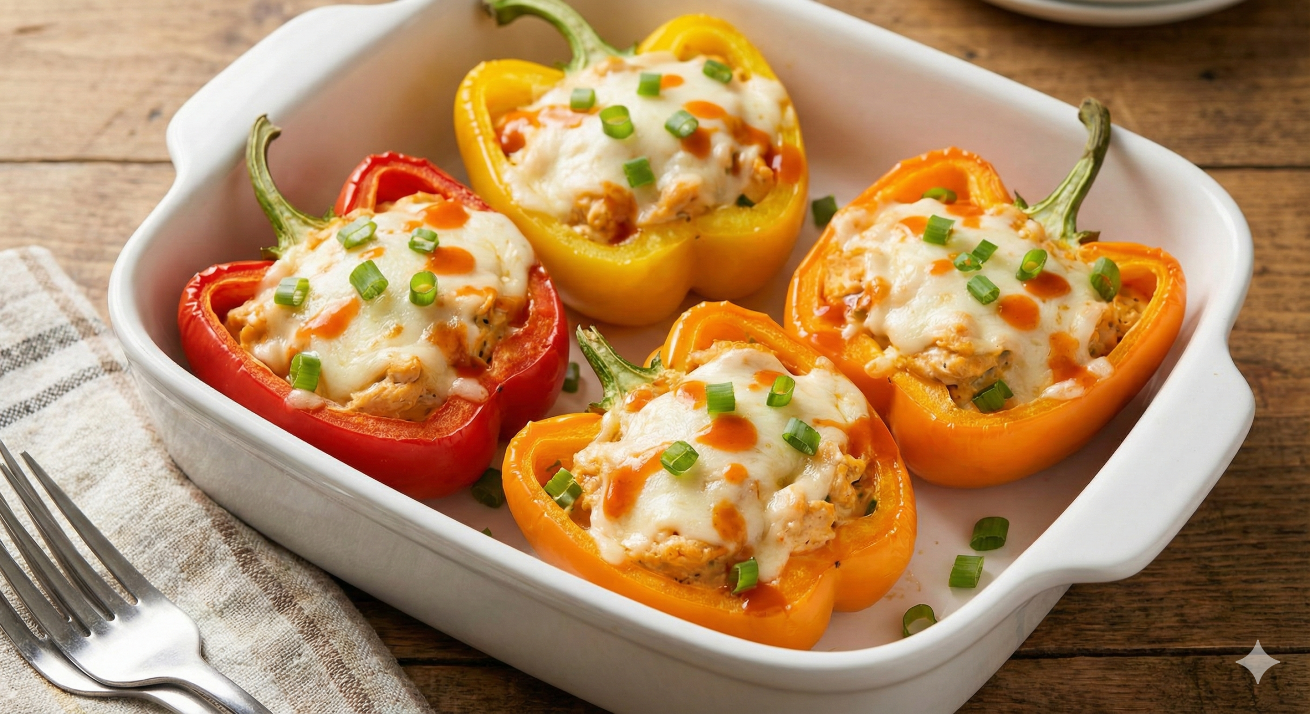 The Ultimate High Protein Buffalo Chicken Stuffed Peppers
