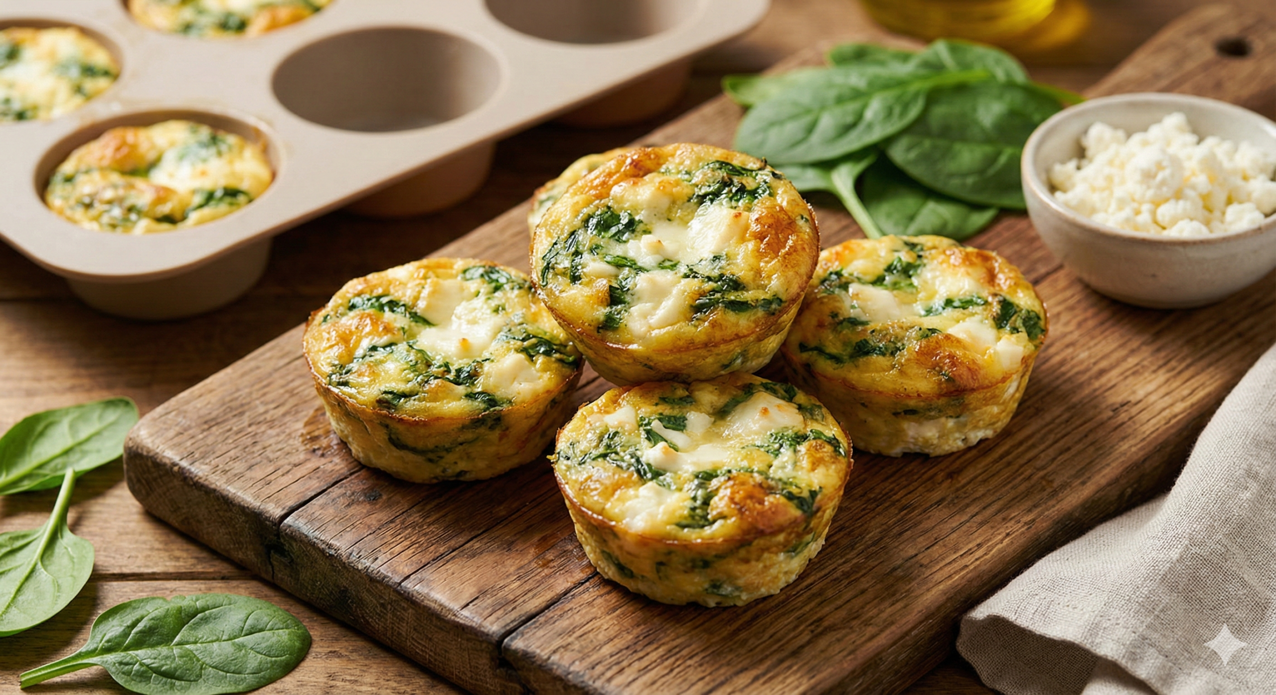 Easy Spinach and Feta Egg White Bites | High Protein Breakfast