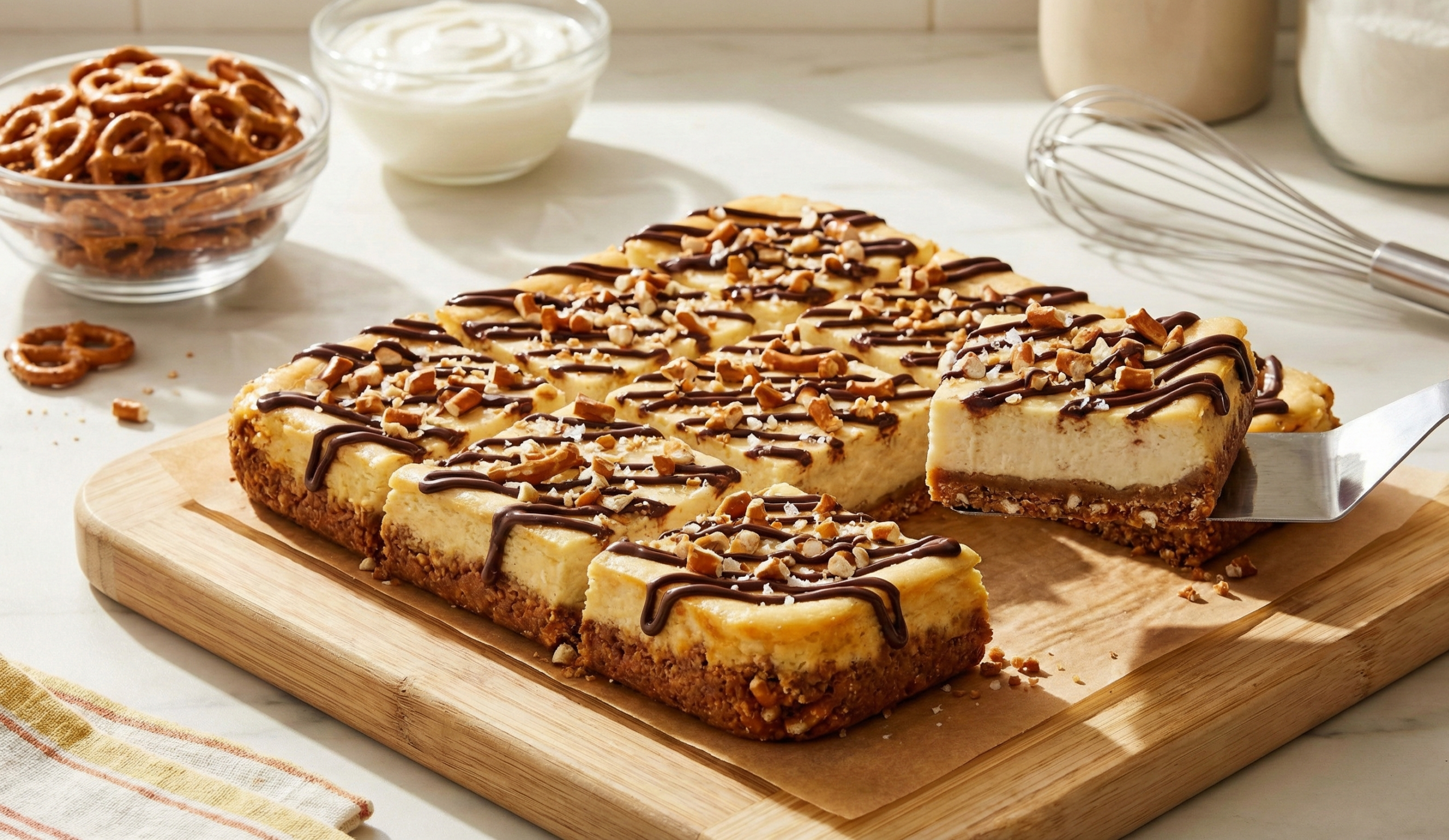 Savory-Sweet Pretzel Cheesecake Bars | The Ultimate High Protein Cheat Code